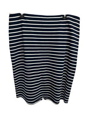 Old Navy XXL Navy White Striped Stretch Pencil Skirt Back Vent Minimalist Retro